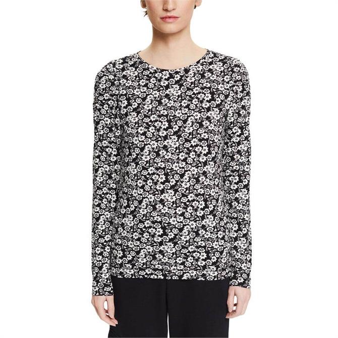 Esprit Floral Print Long Sleeve Black and White T-Shirt